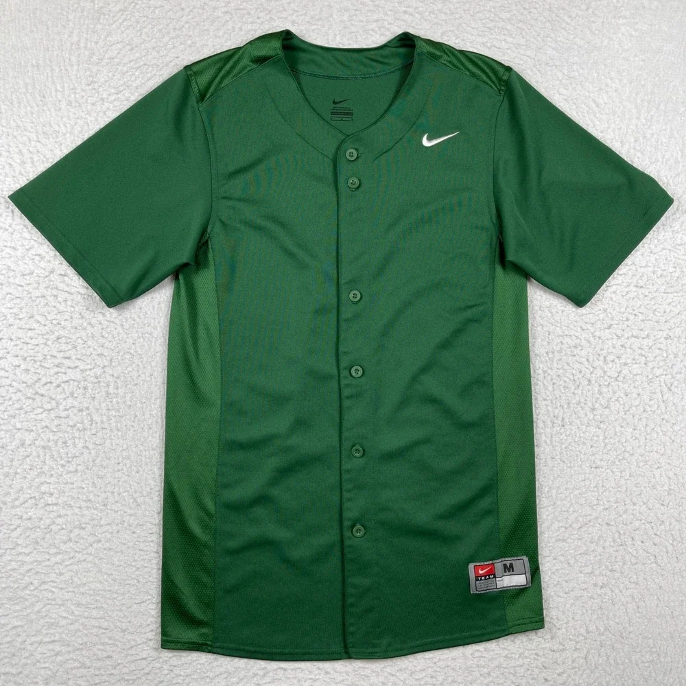 Nike Baseball Jersey Mens Medium Green Button Athletic Team‎ Sports Athleisure